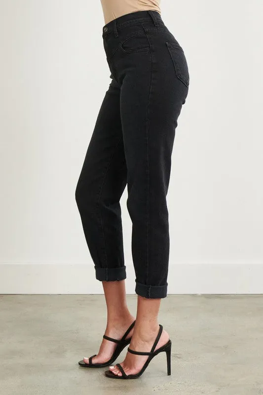 High Waisted Mom Jeans - Vintage Black