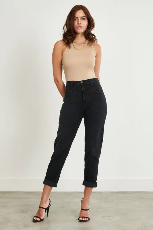 High Waisted Mom Jeans - Vintage Black