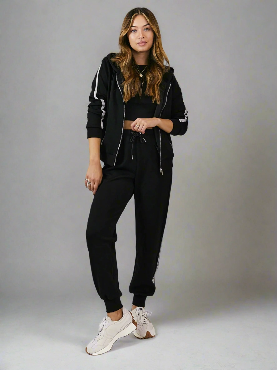 Performance Wear Remi Black Stripe Zipped Hoodie