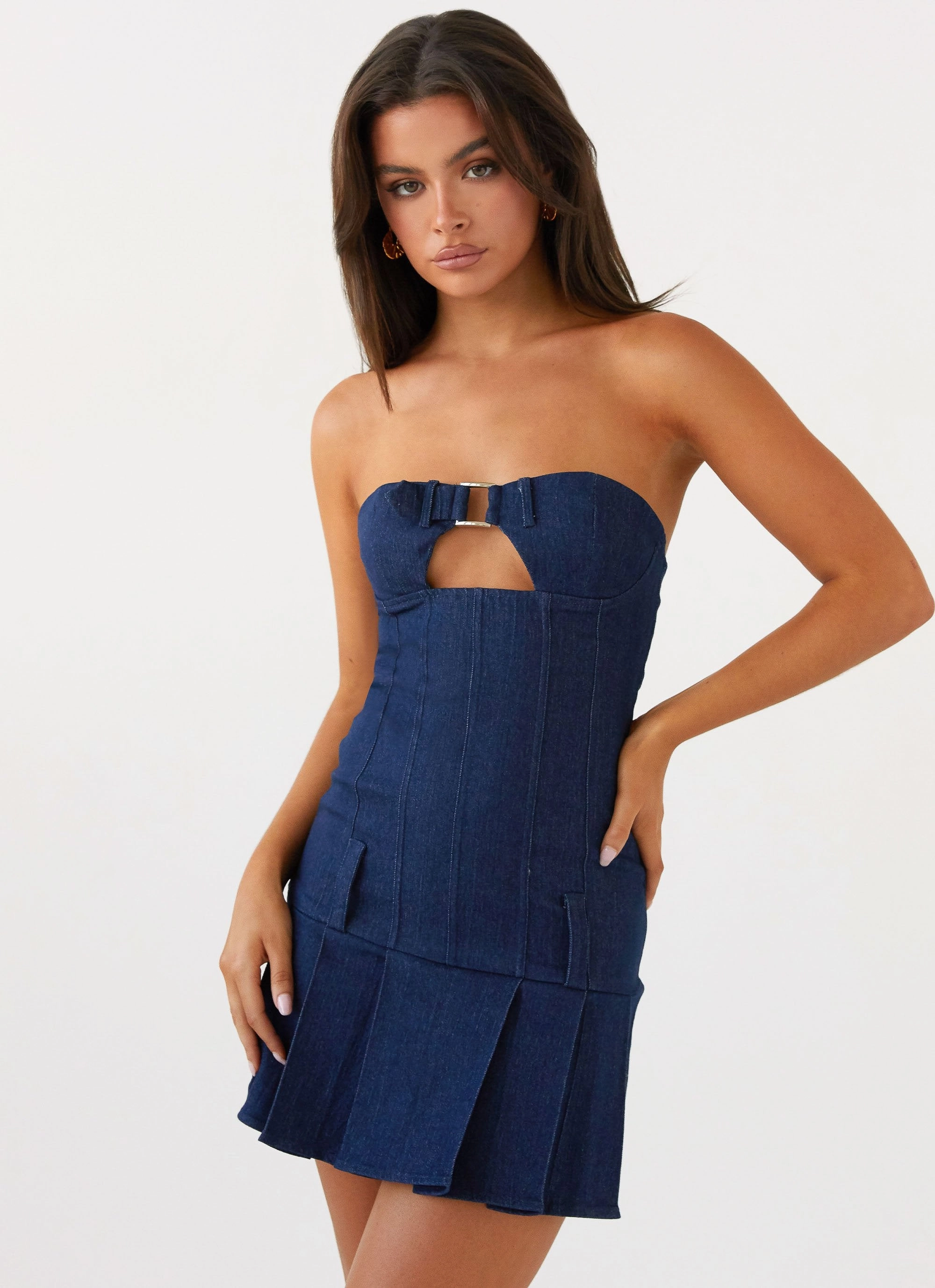 Case Closed Mini Dress - Dark Indigo Travel-Style Semi Formal