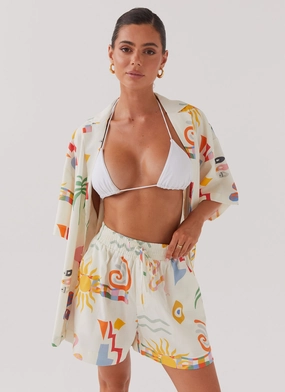 Tallulah Linen Shorts - Summer Palm Fade Resistant Dye