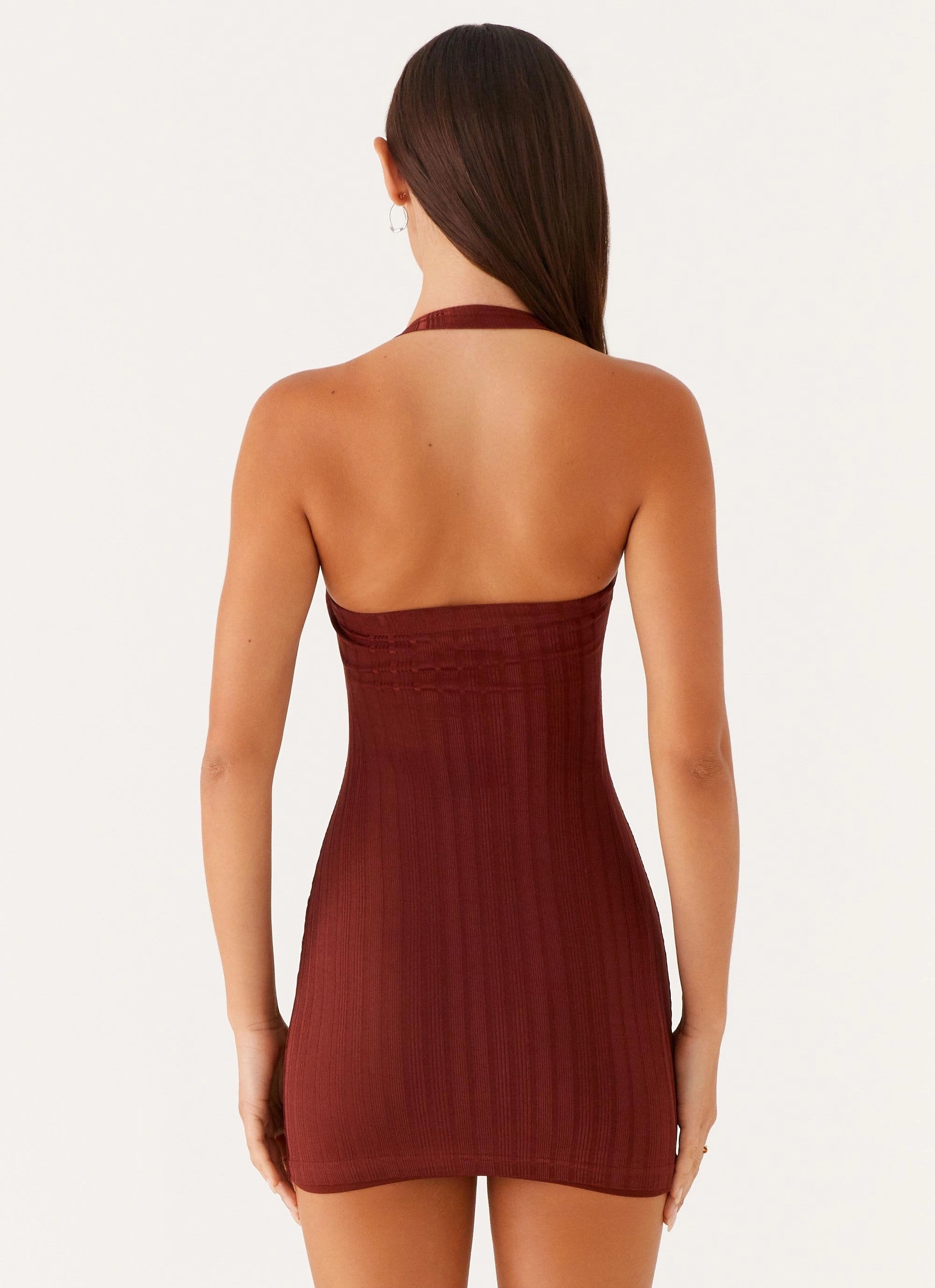 Classic Vibe Magda Ribbed Mini Dress - Brown