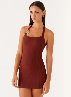 Perfect Fit Chic Energy Magda Ribbed Mini Dress - Brown