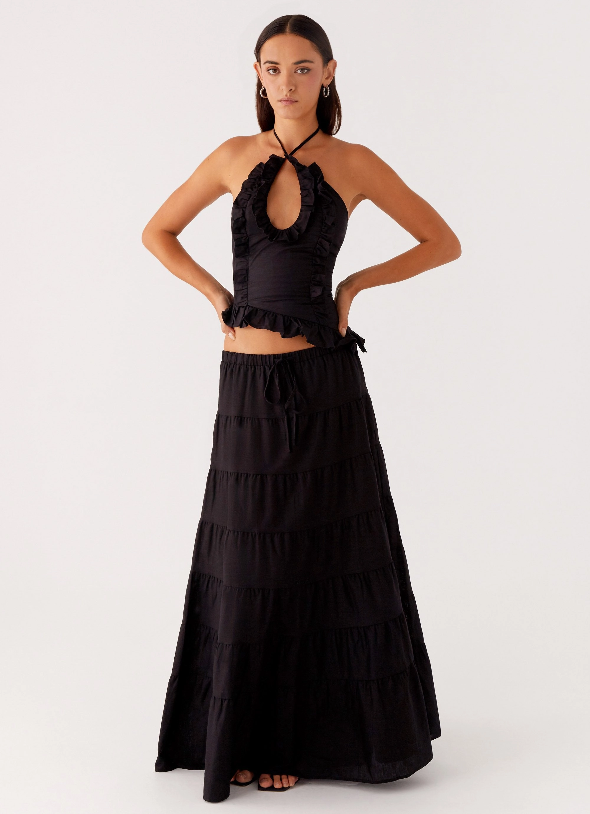 Mariella Linen Maxi Skirt - Black All Occasion Daily Mood