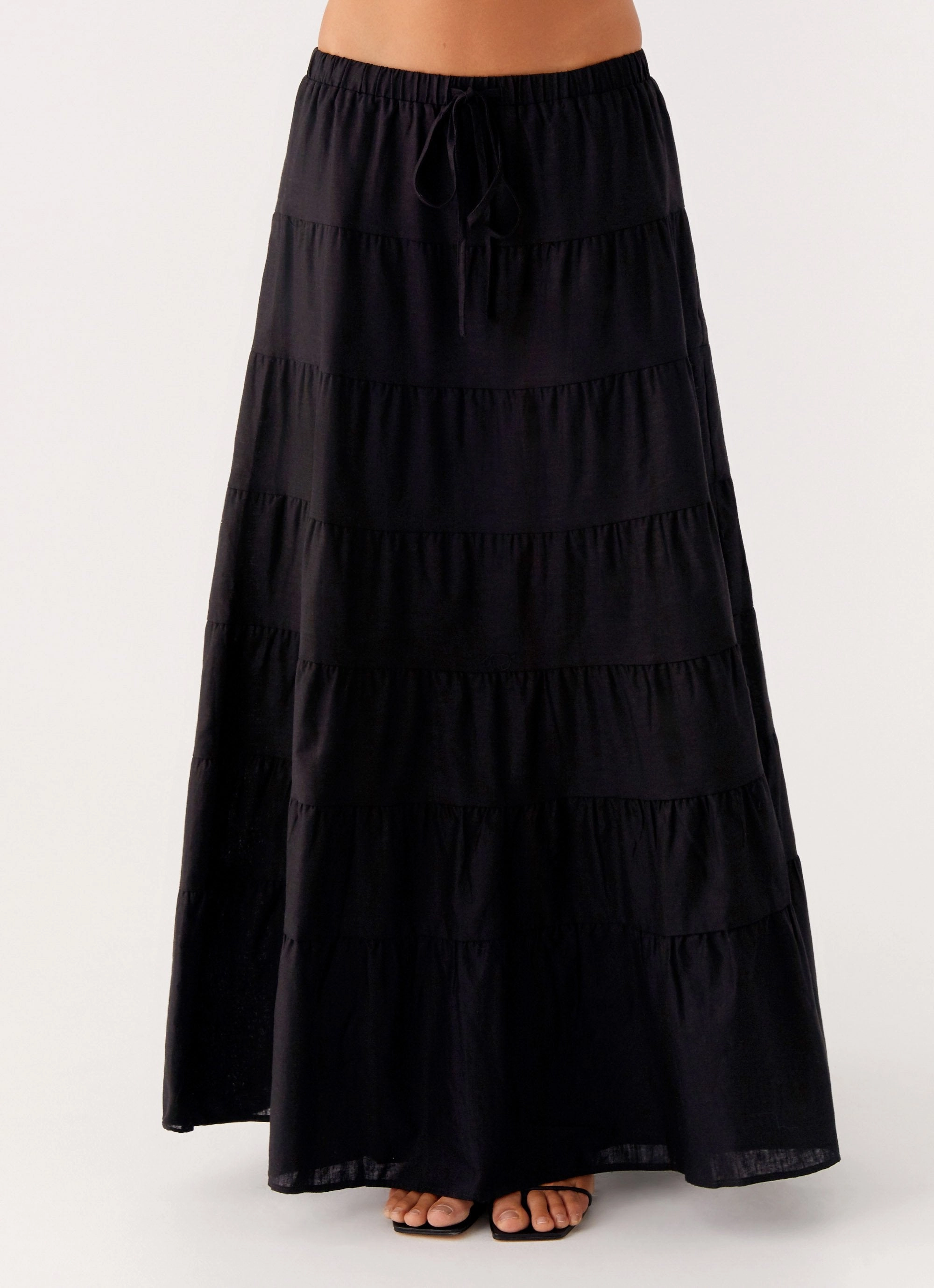 Modern Cut Mariella Linen Maxi Skirt - Black