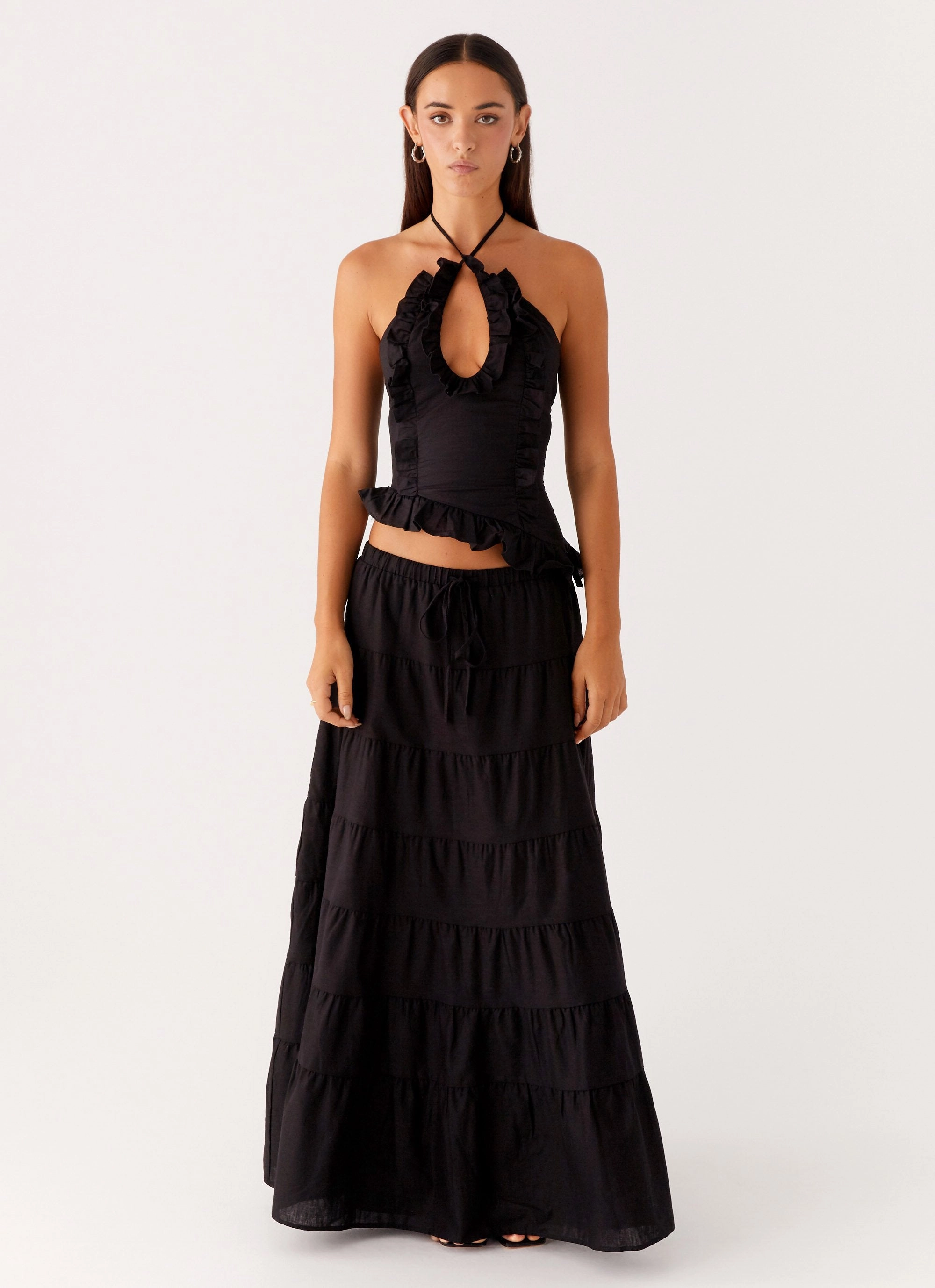 Mariella Linen Maxi Skirt - Black Daily Essential