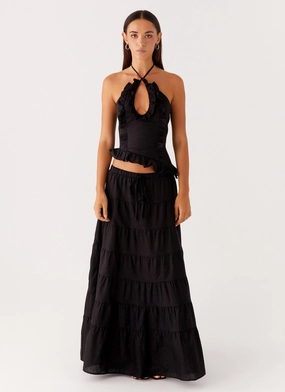 Mariella Linen Maxi Skirt - Black Daily Essential