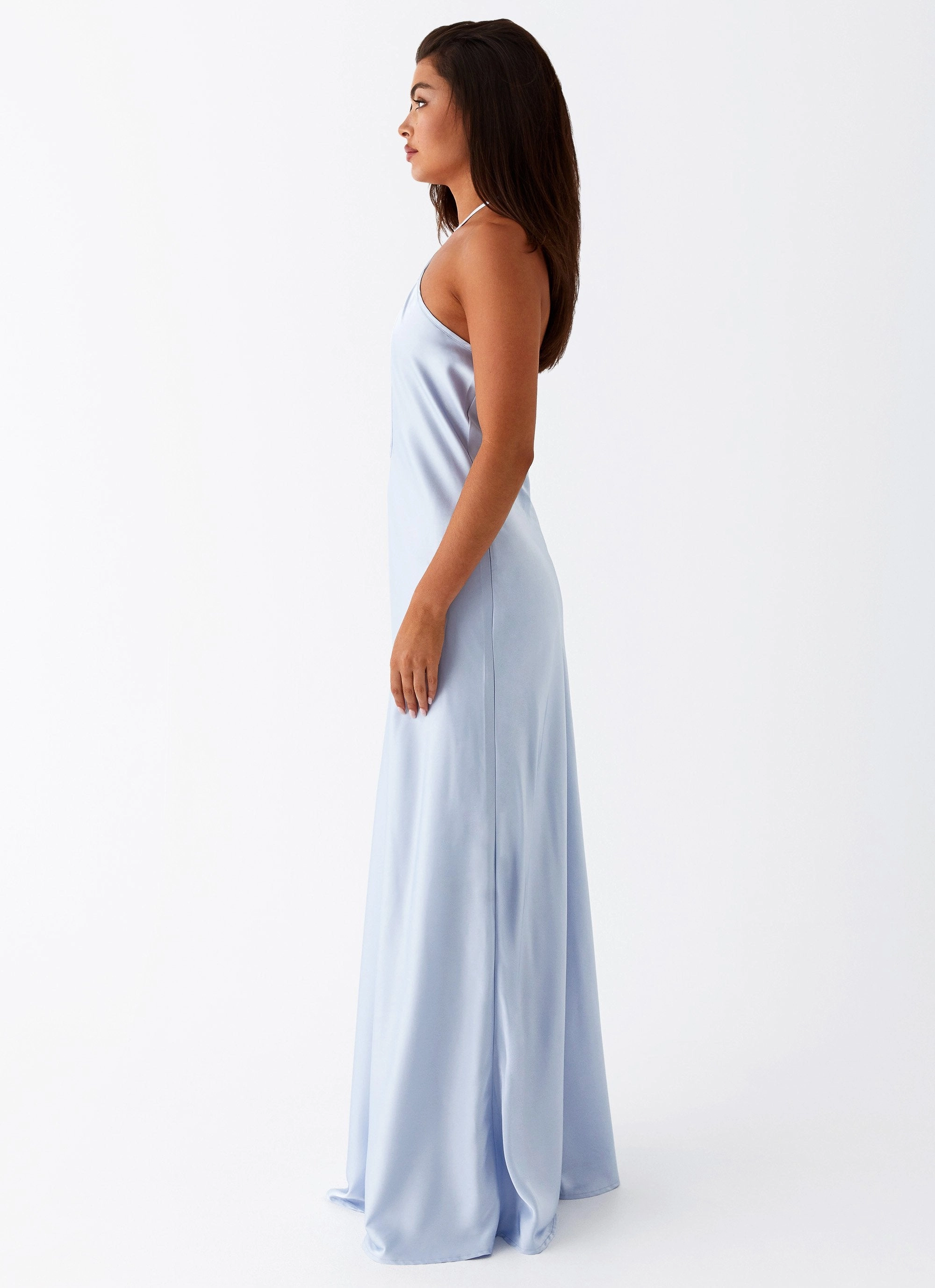 Chic And Comfortable Chilly Comfort Wear Noir Symphony Maxi Dress - Ice Blue