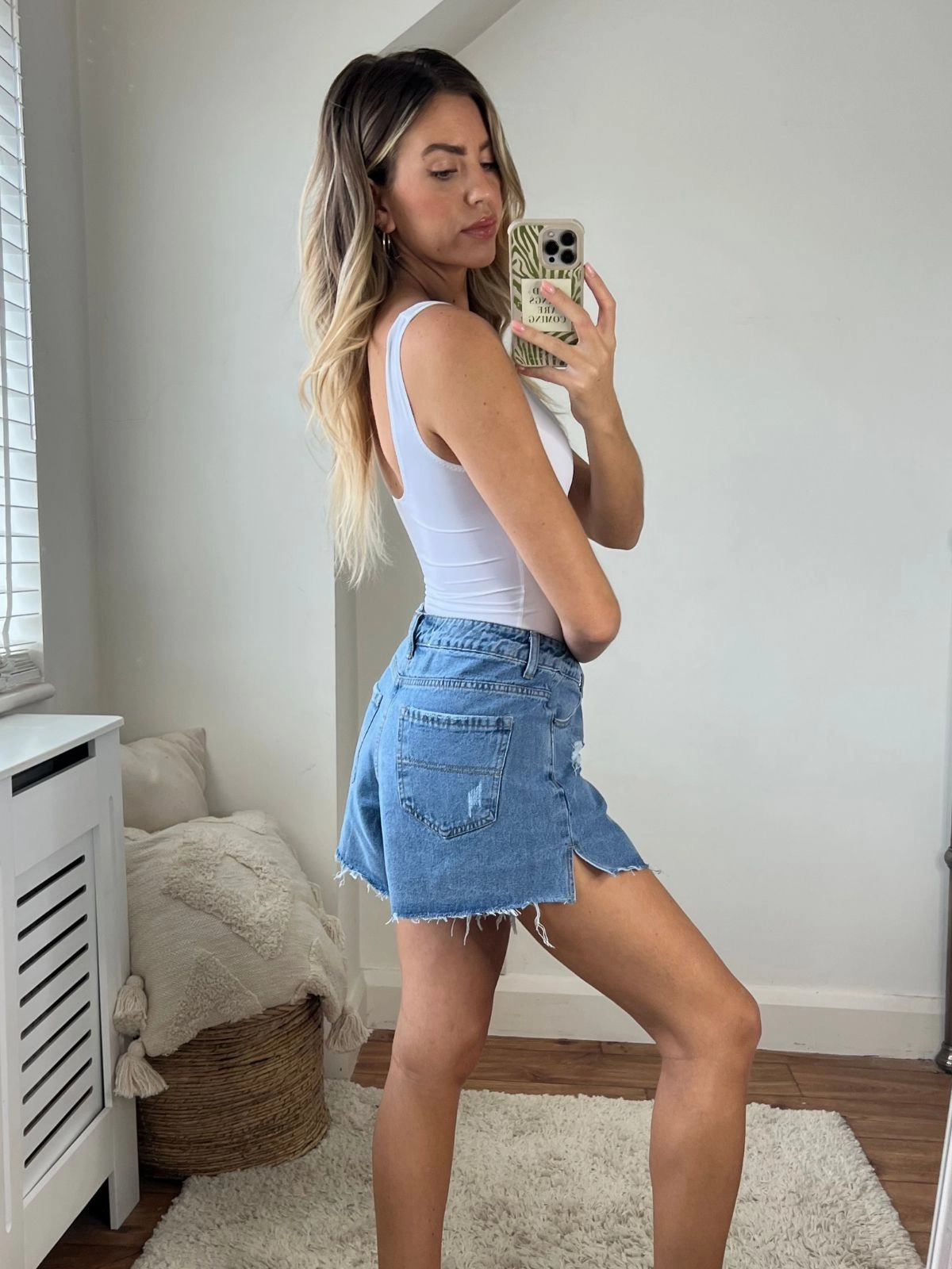 High Waisted Denim Shorts / Blue Cozy Movement