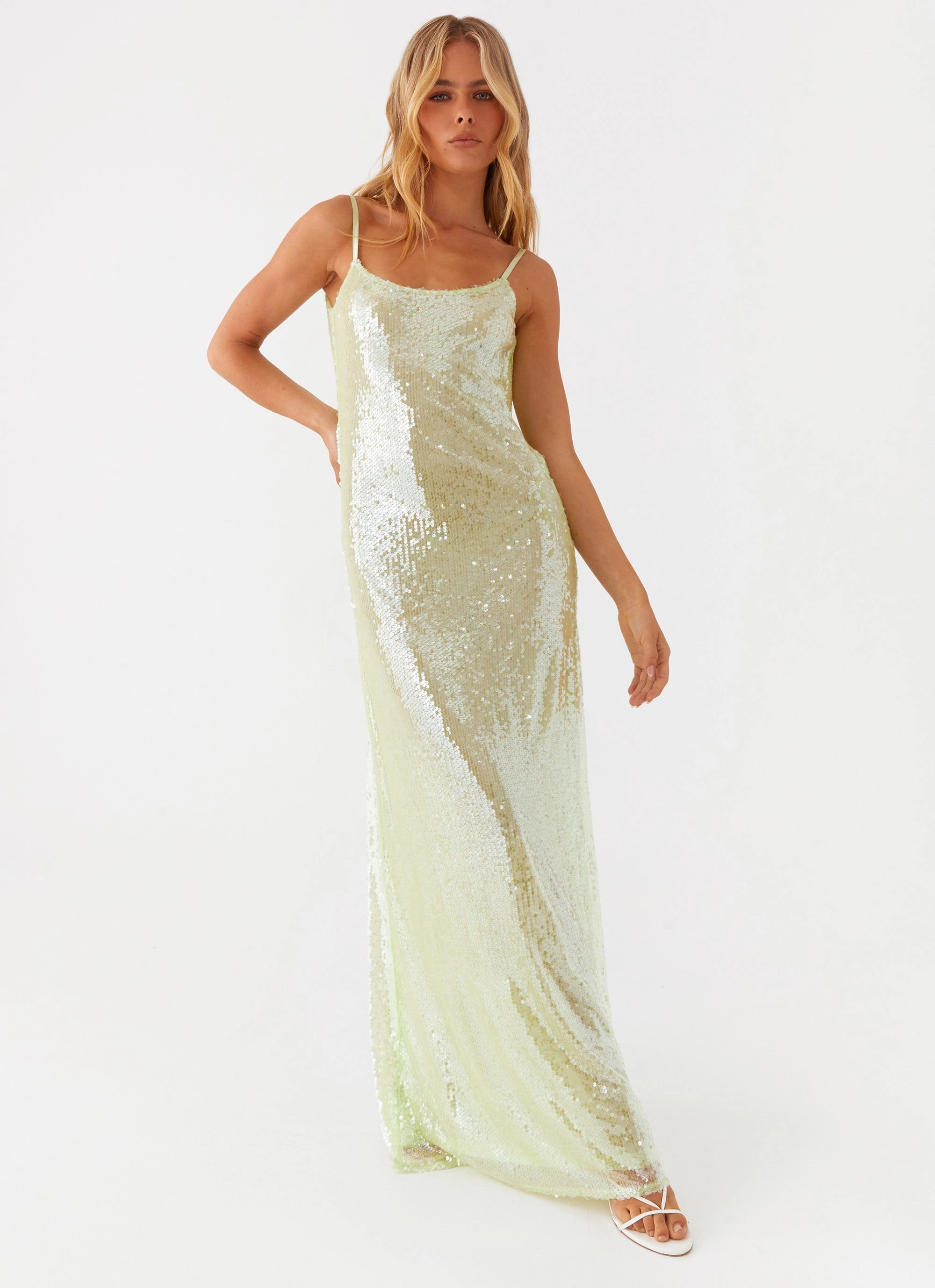 Calm Shine Higher Level Sequin Maxi Dress - Mint