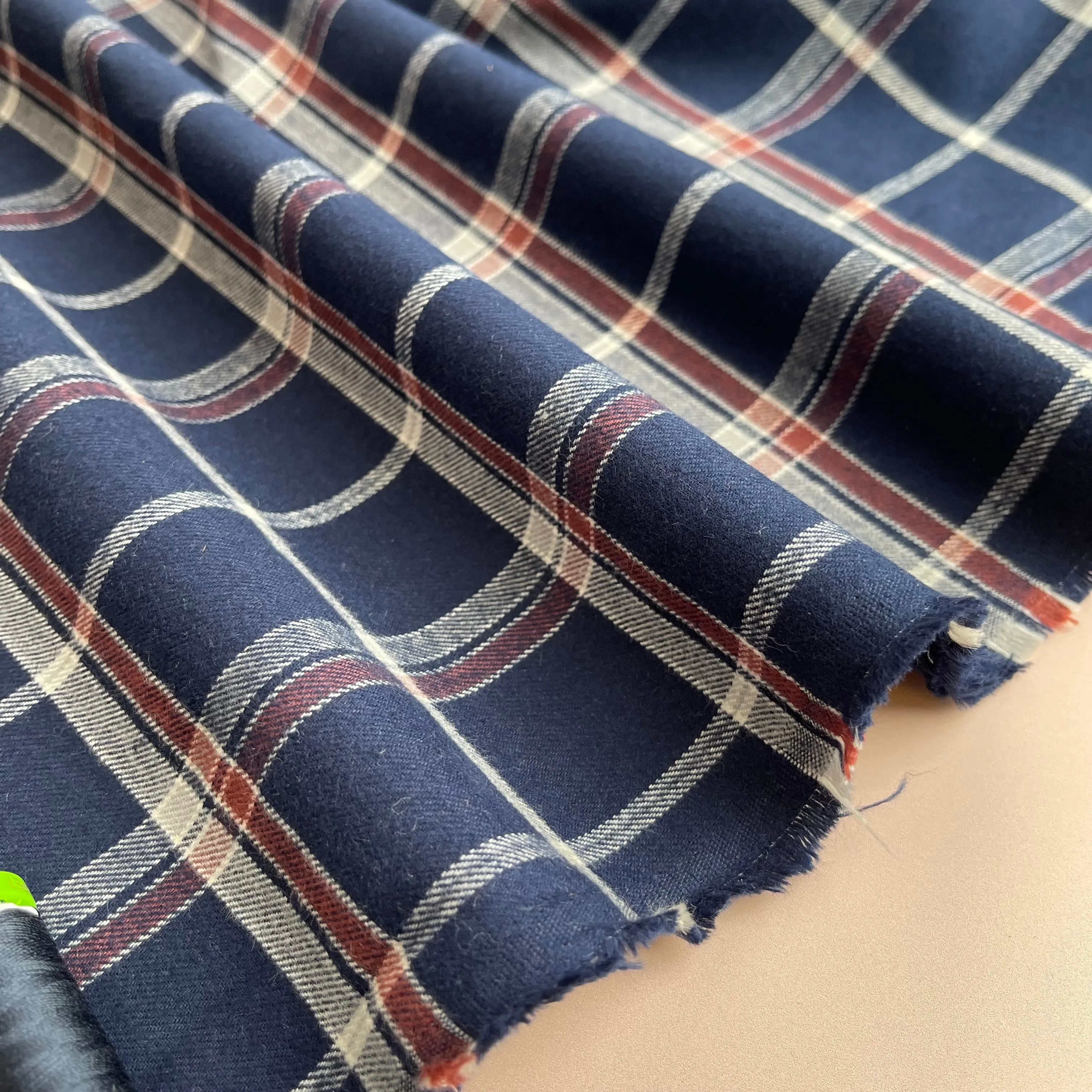 Highland Navy with Mauve Yarn Dyed Cotton Flannel