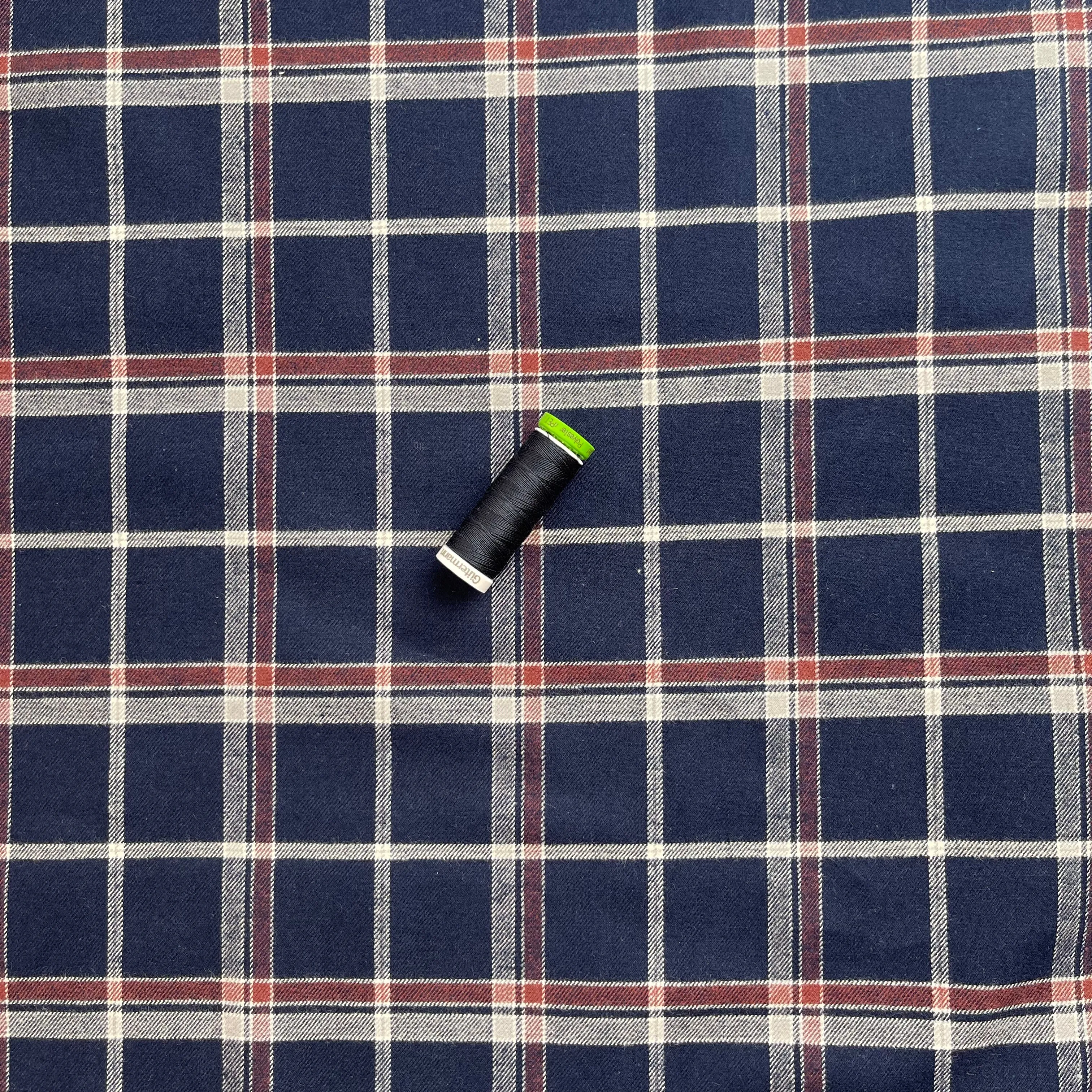Highland Navy with Mauve Yarn Dyed Cotton Flannel