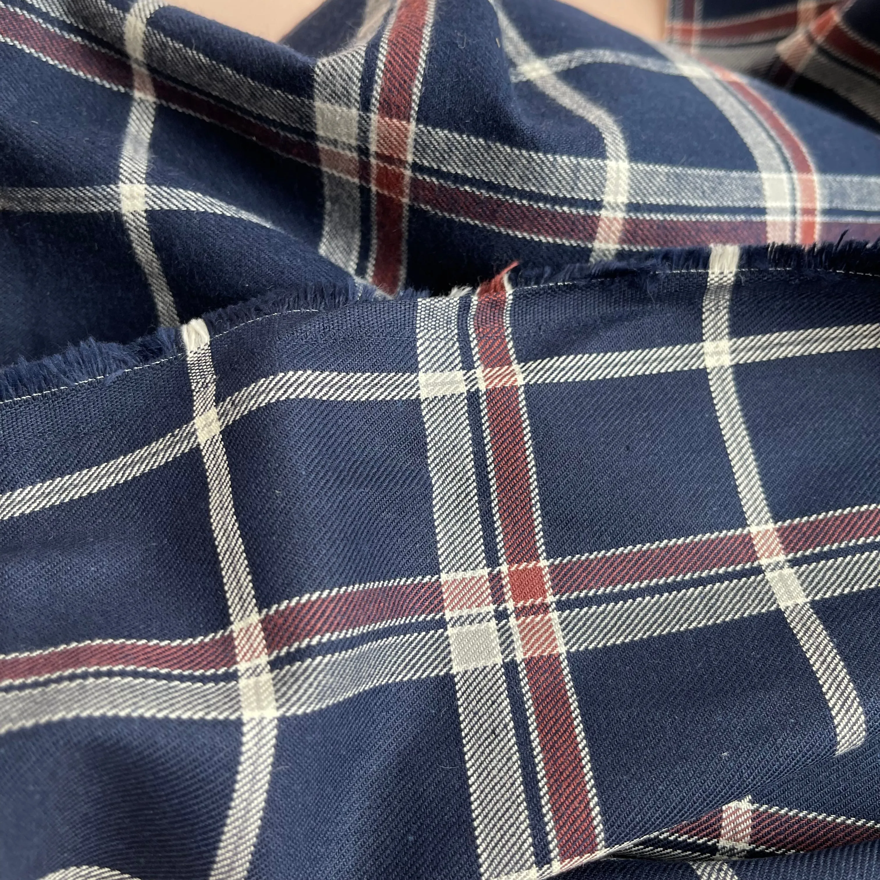 Highland Navy with Mauve Yarn Dyed Cotton Flannel