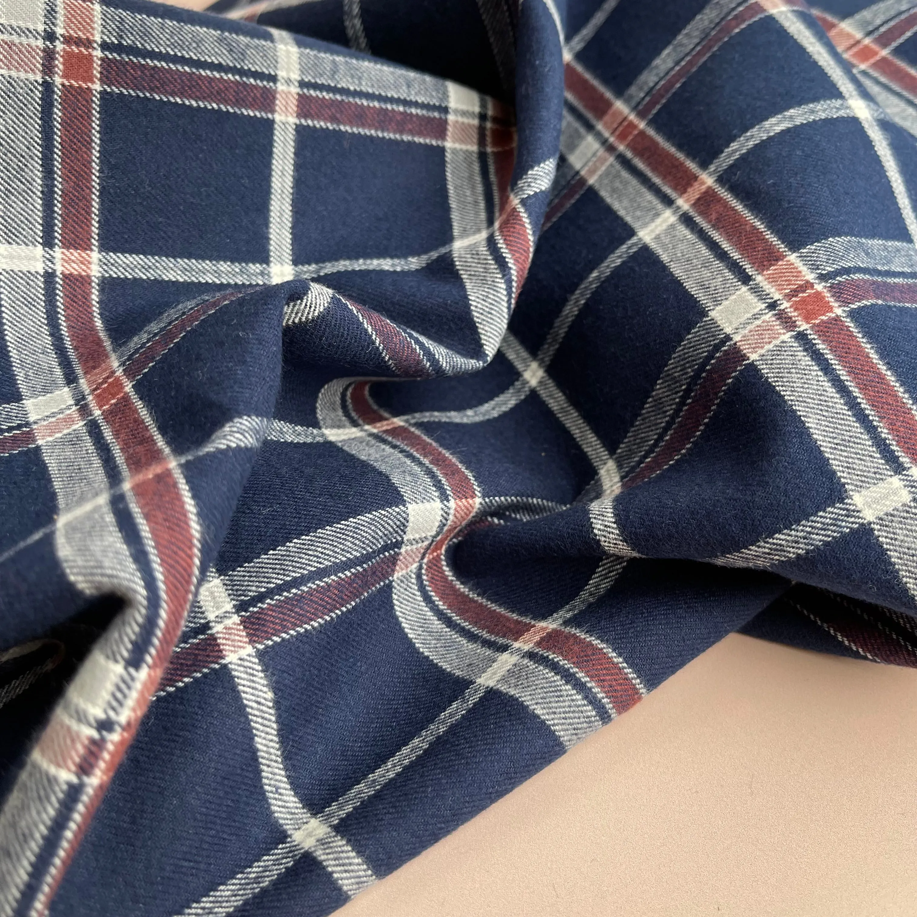 Highland Navy with Mauve Yarn Dyed Cotton Flannel