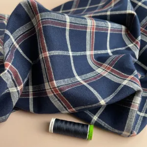 Highland Navy with Mauve Yarn Dyed Cotton Flannel