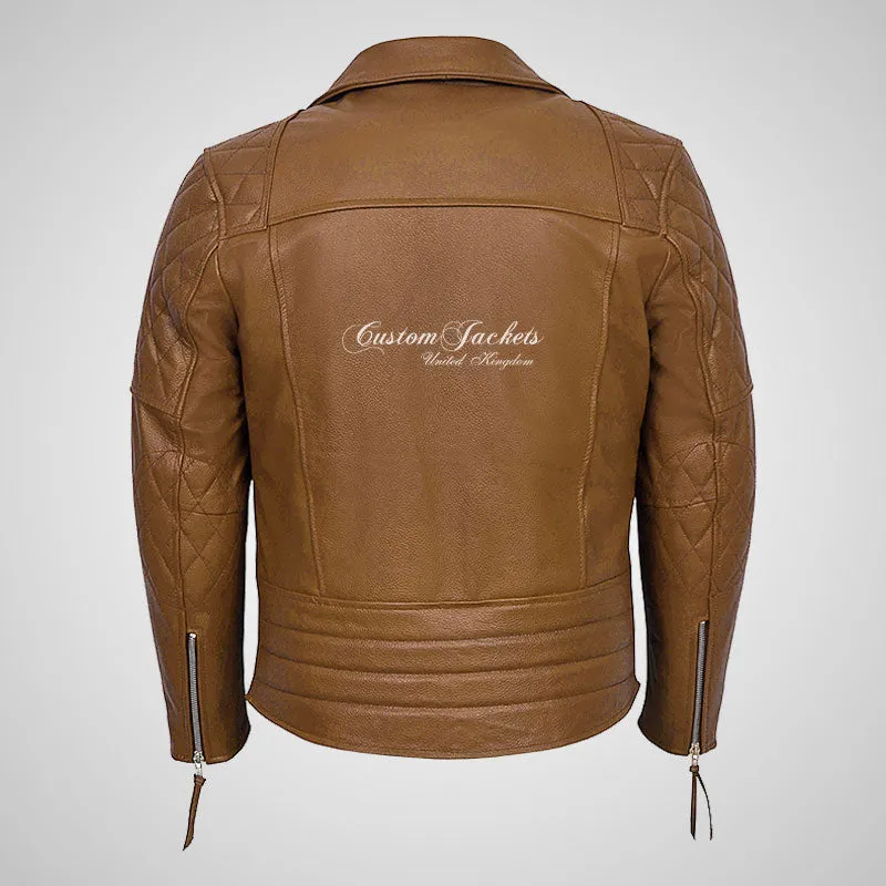 HIGHWAY Mens Leather Biker Jacket Cowhide Leather Jacket