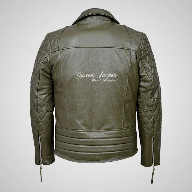 HIGHWAY Mens Leather Biker Jacket Cowhide Leather Jacket