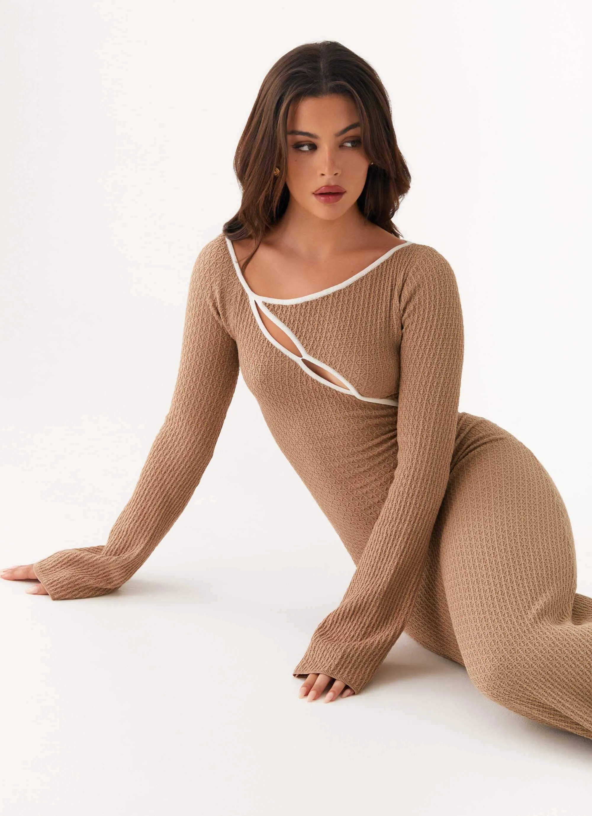 Grace Walk Hilary Crochet Maxi Dress - Tan