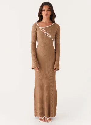 Pretty Glow TearResistantFabric Hilary Crochet Maxi Dress - Tan