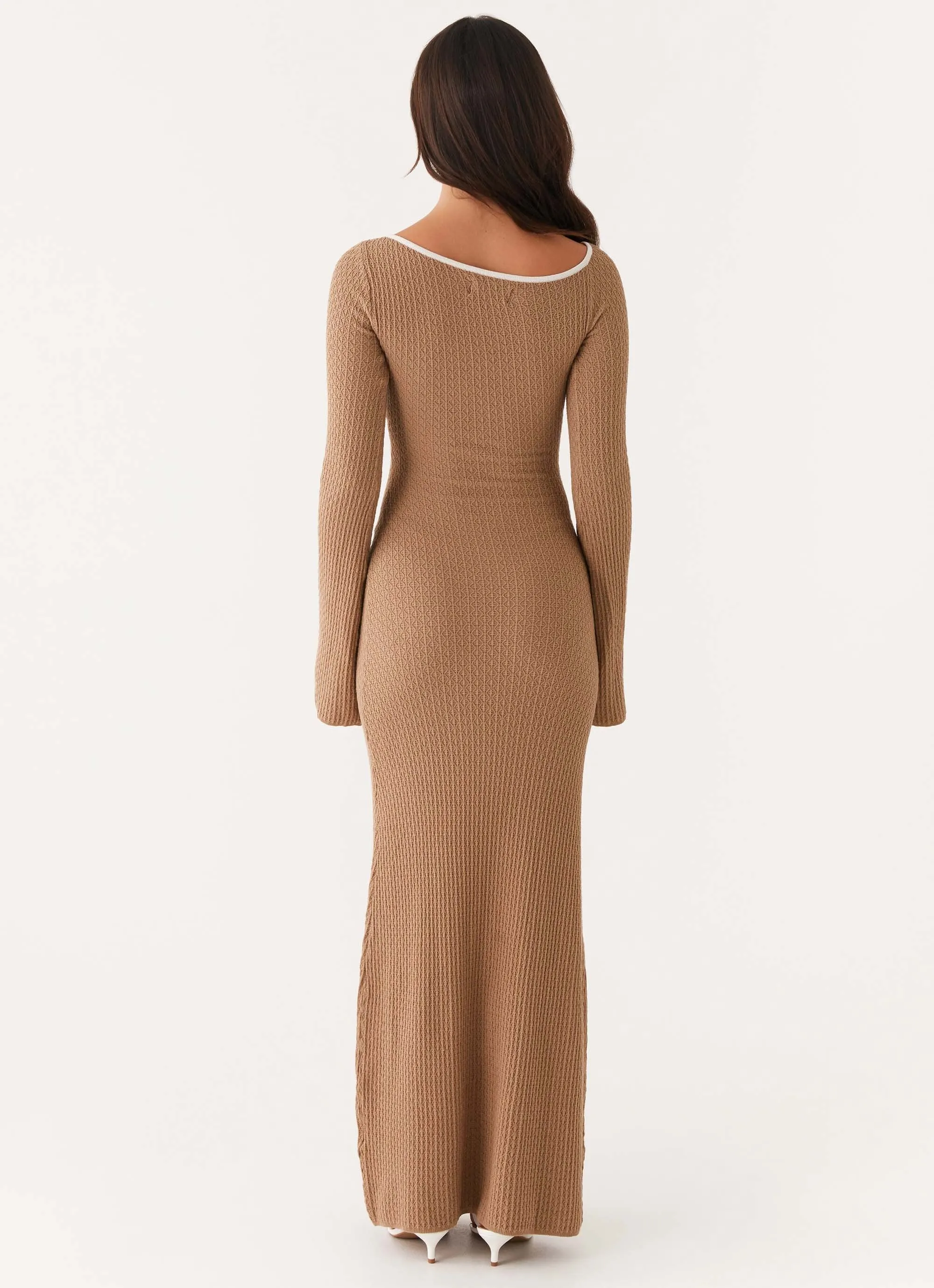 Soft Flow Smooth Design Hilary Crochet Maxi Dress - Tan
