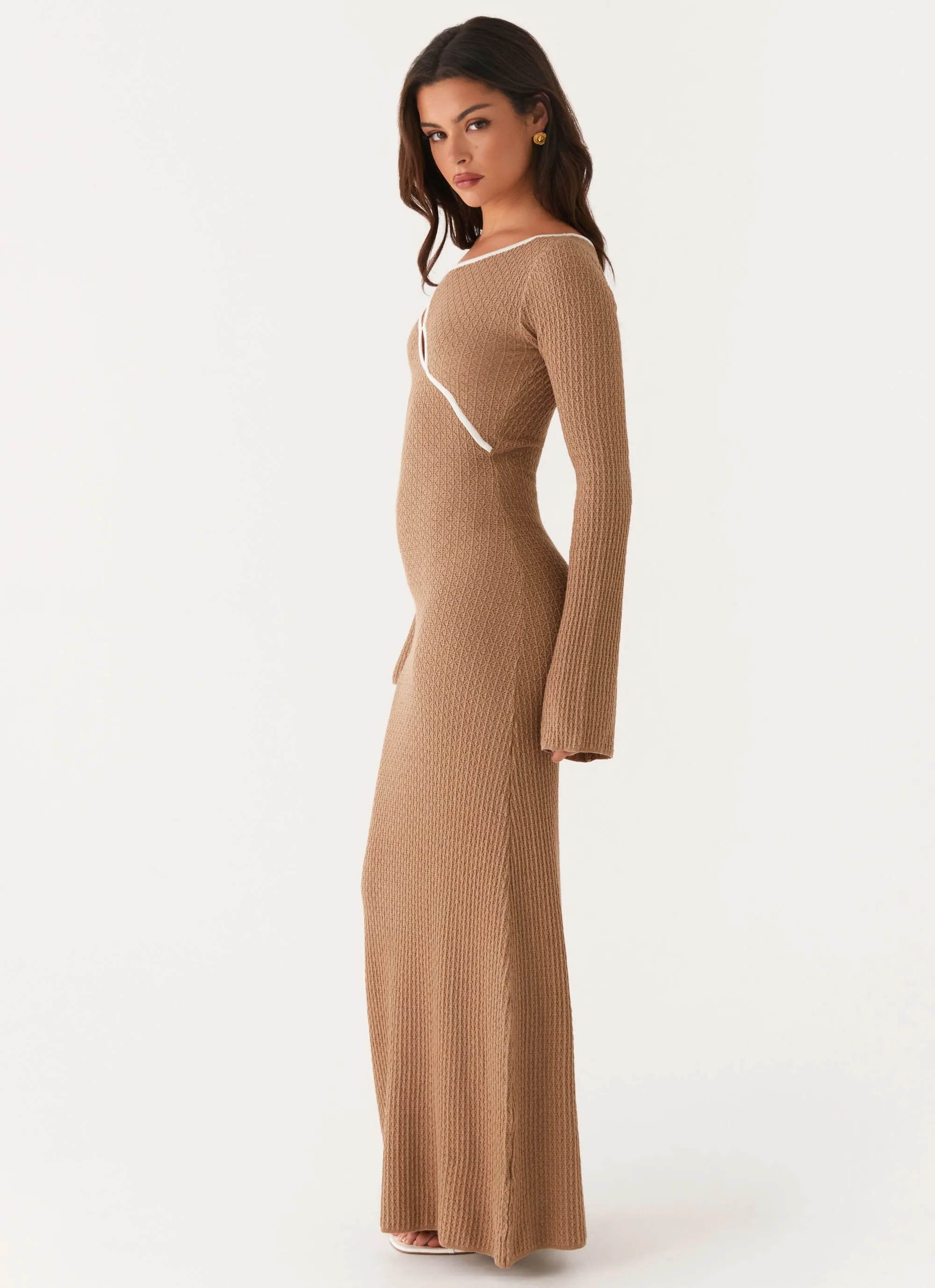 Essential Style Lace-Trim Hilary Crochet Maxi Dress - Tan