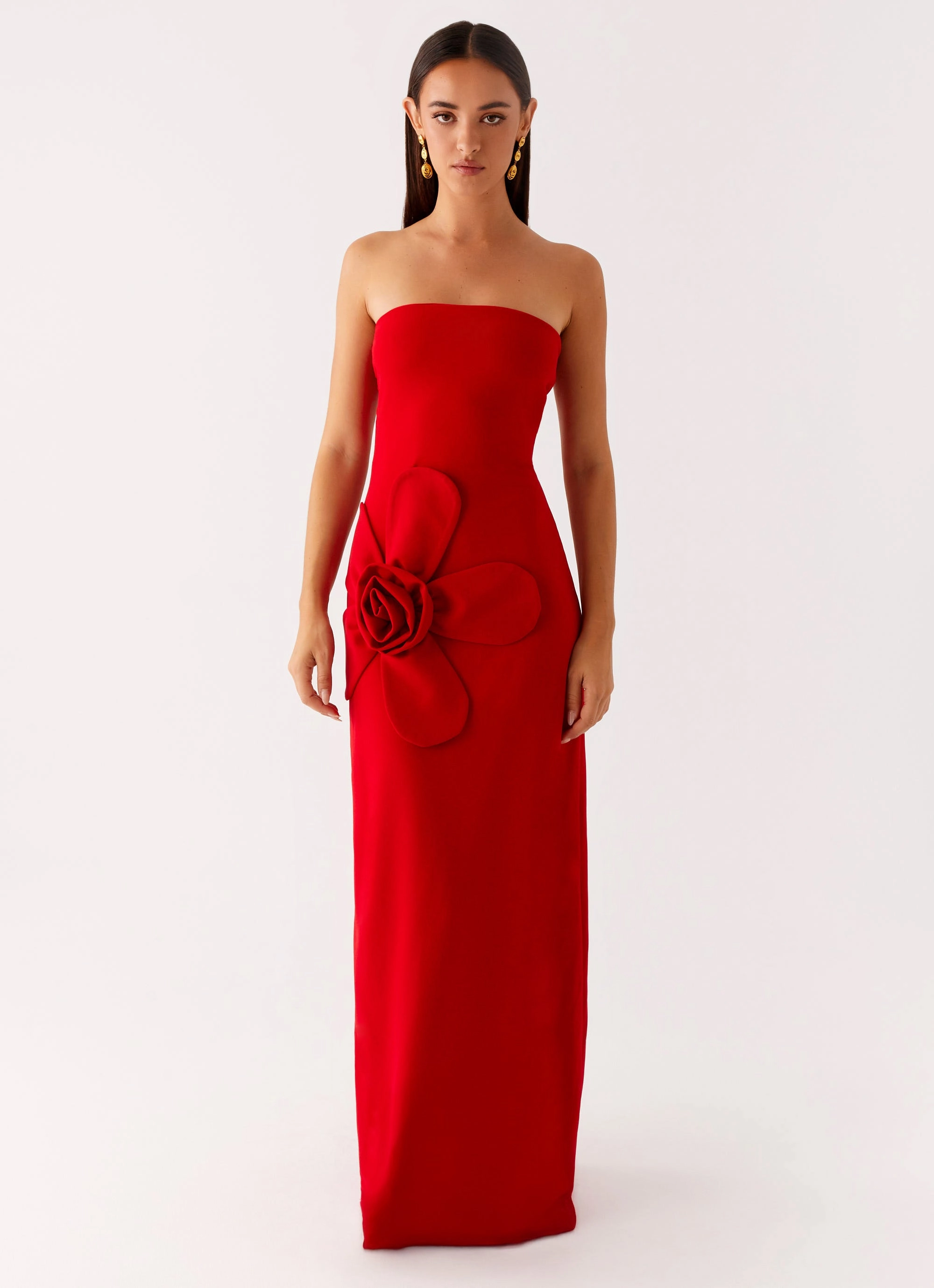 Hilton Strapless Maxi Dress - Red Vibe Style Neutral Flow