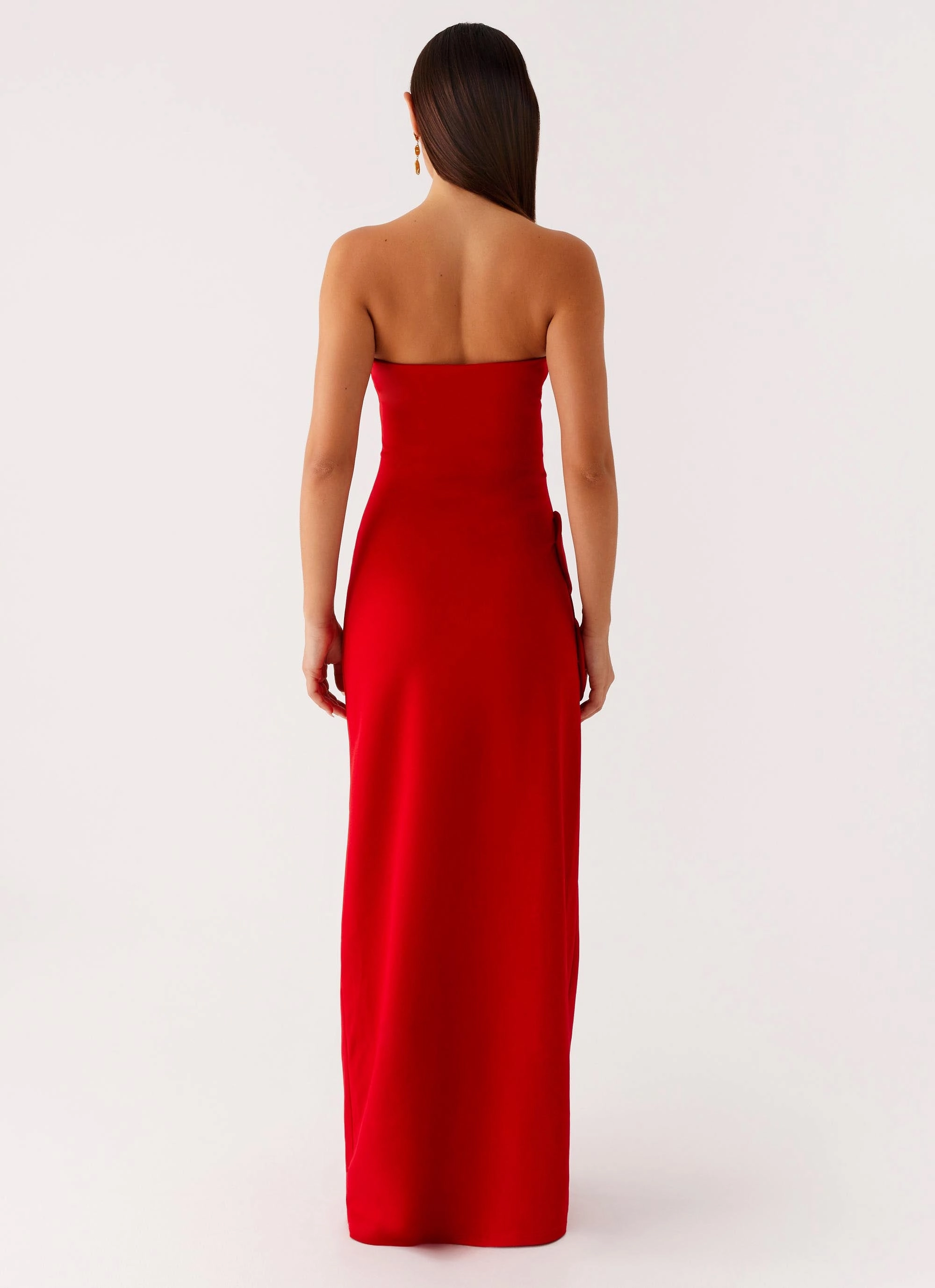 Balanced Shape Hilton Strapless Maxi Dress - Red