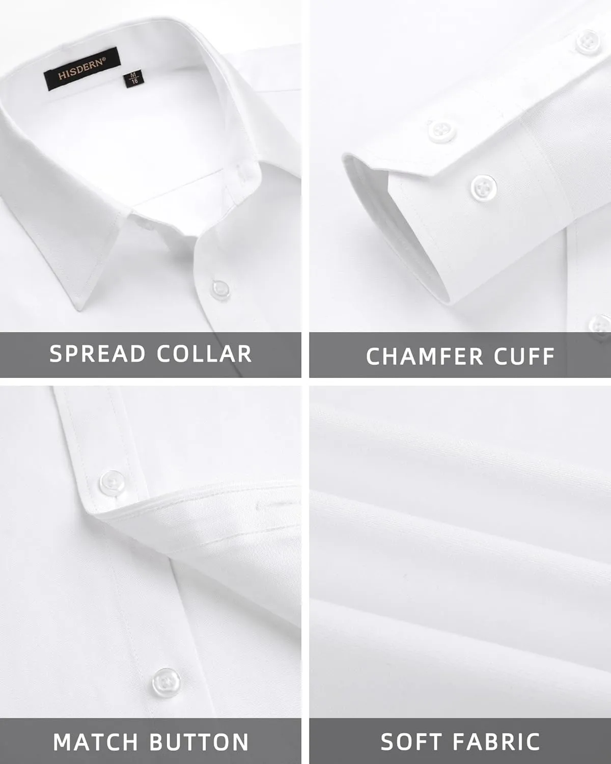 HISDERN Mens Dress Shirts Long Sleeve Business Oxford Shirt Casual Button Down Formal Collared Shirt for Men with Pocket