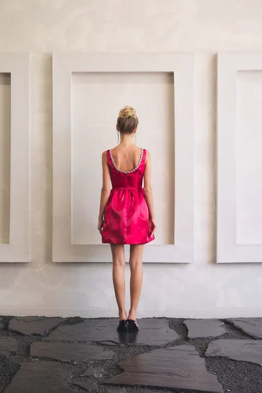 Contrast Stitch Detailing Holiday Party Dress (FINAL SALE)