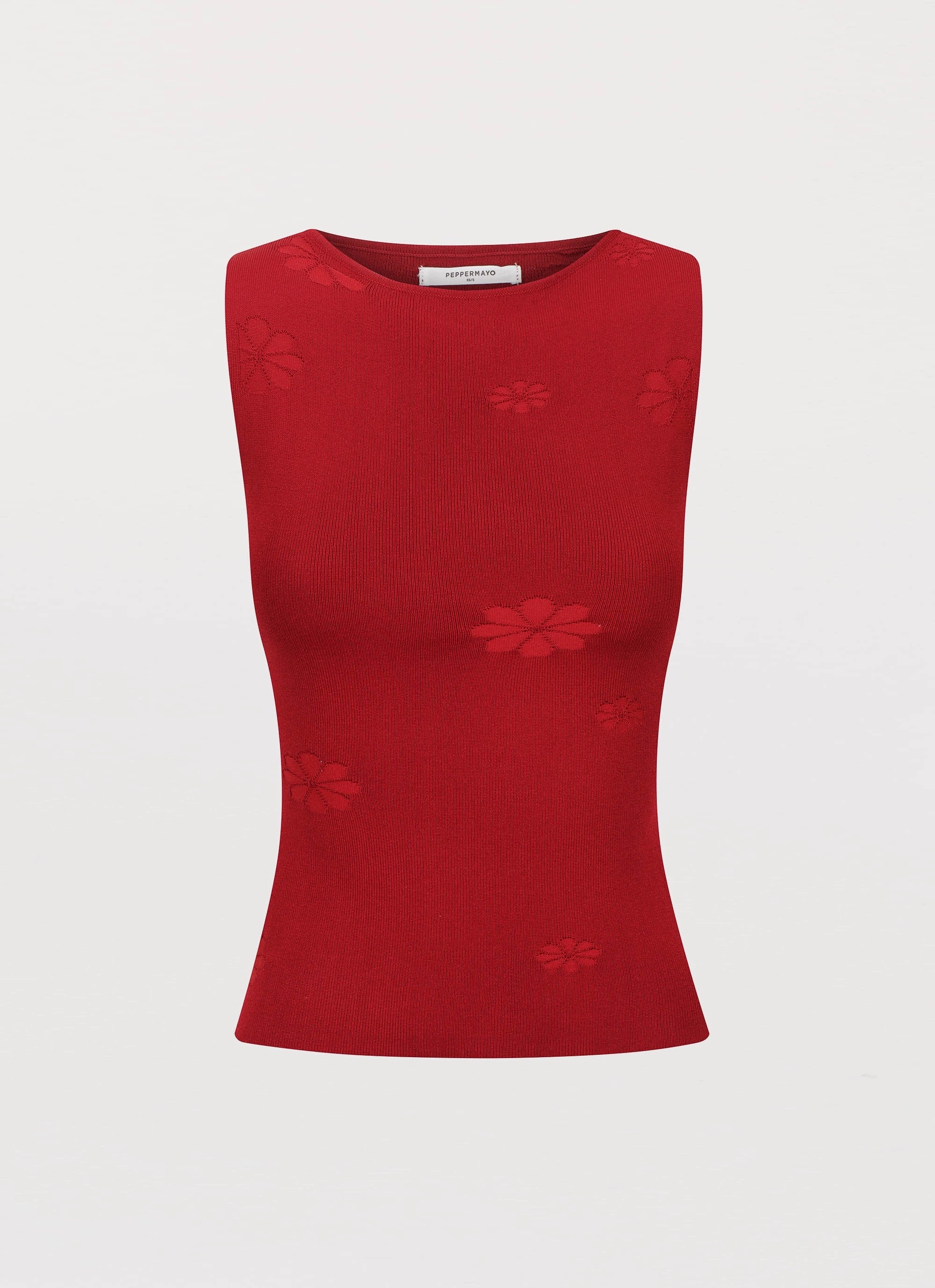 RaglanSleeve Tailored Seams Holly Knit Tank - Rouge Red