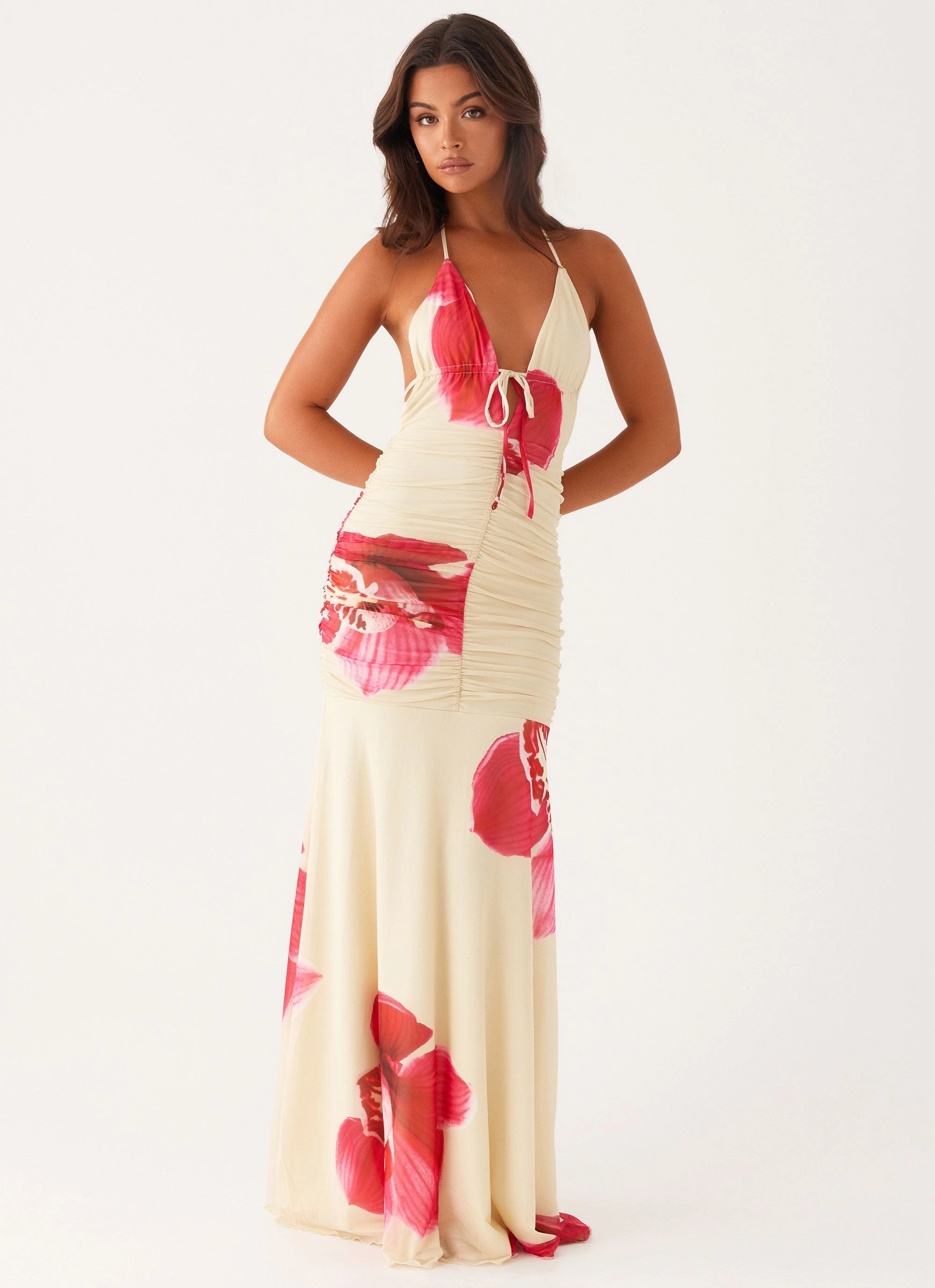 Comfortable Cut Hollywood Maxi Dress - Orchid Yellow