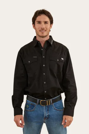 Holstein Mens Full Button Work Shirt - Black