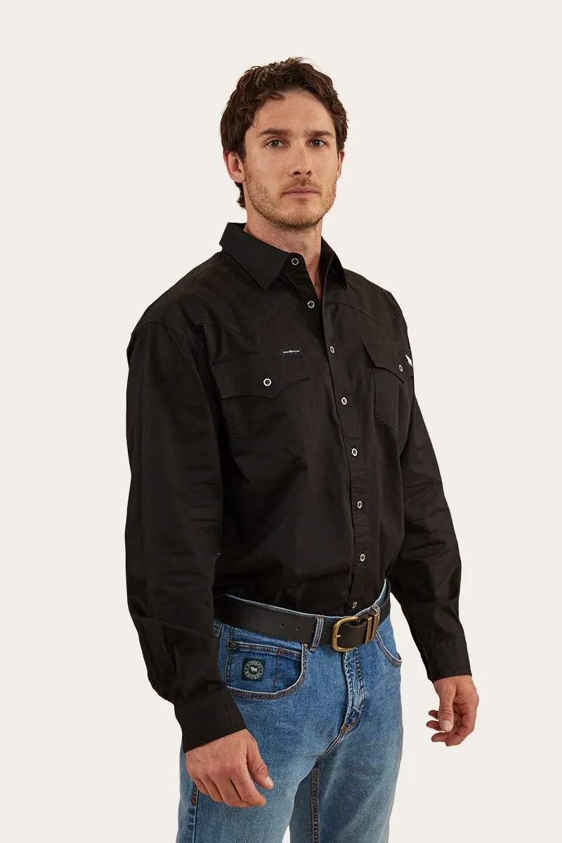 Holstein Mens Full Button Work Shirt - Black