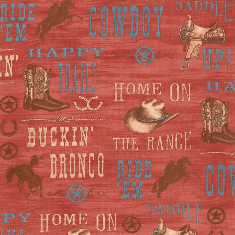 Home on the Range - Western Words Clay Red Yardage
