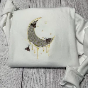 Honey Bees Embroidered Crewneck, Women's Embroidered Sweatshirts