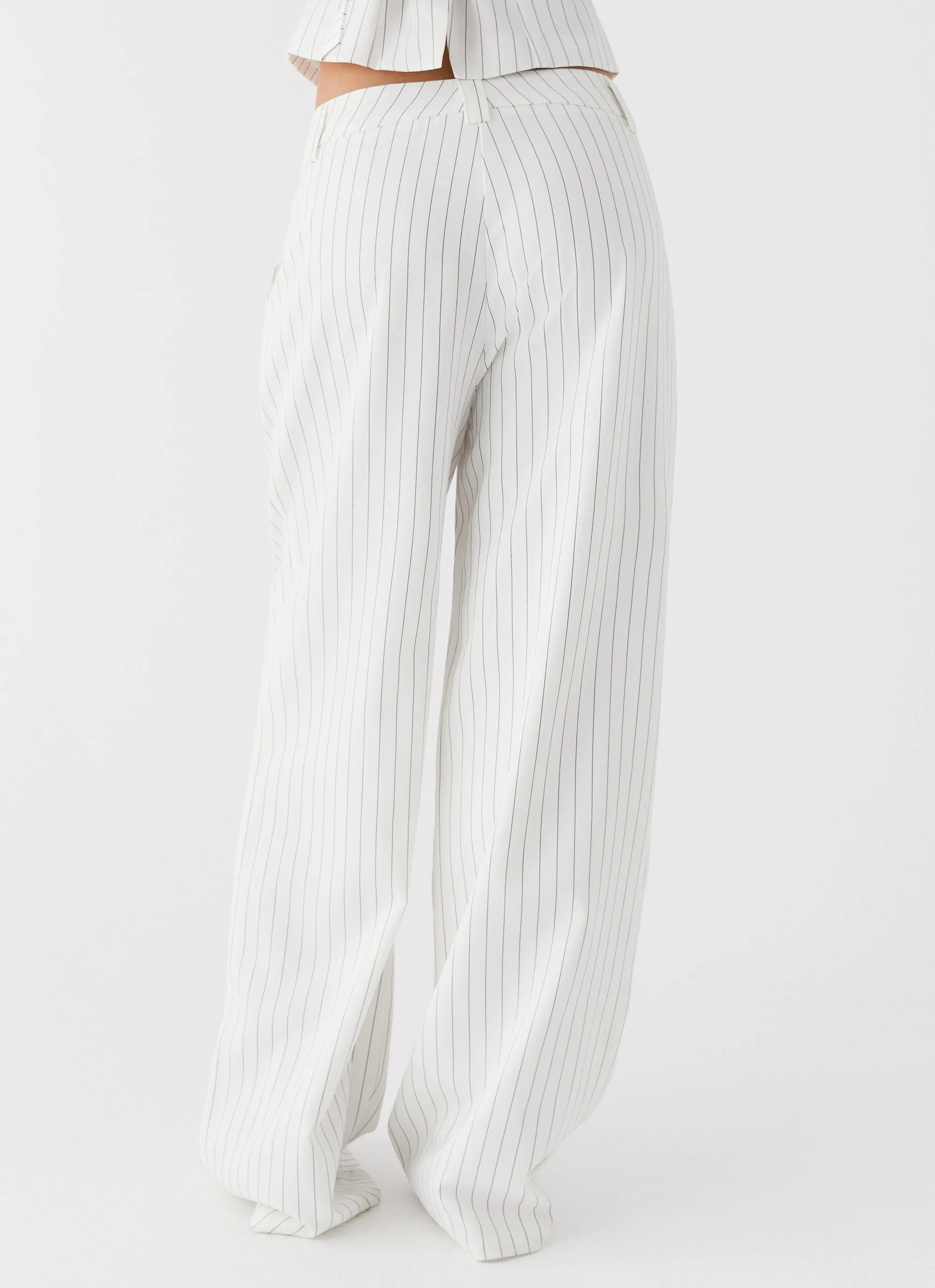 Midnight City Suit Pants - White Pinstripe Chic Tee