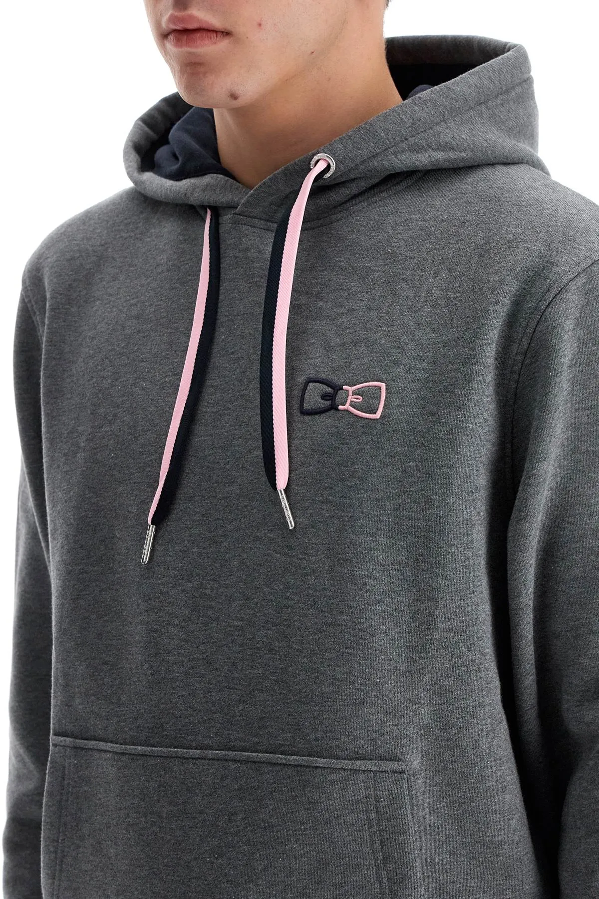 hooded sweatshirt with embroidered logo H24MAISW0025 SMOKE E CHINE