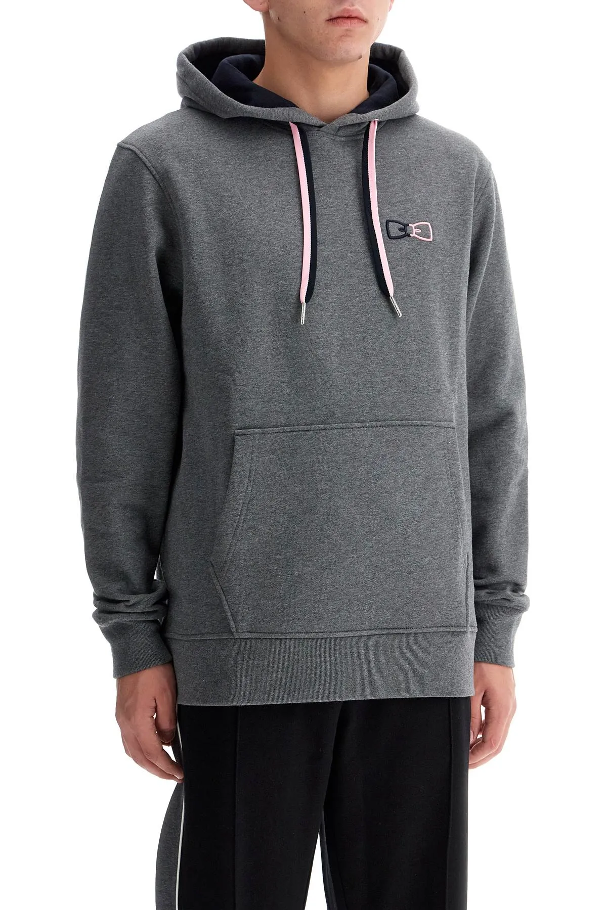 hooded sweatshirt with embroidered logo H24MAISW0025 SMOKE E CHINE