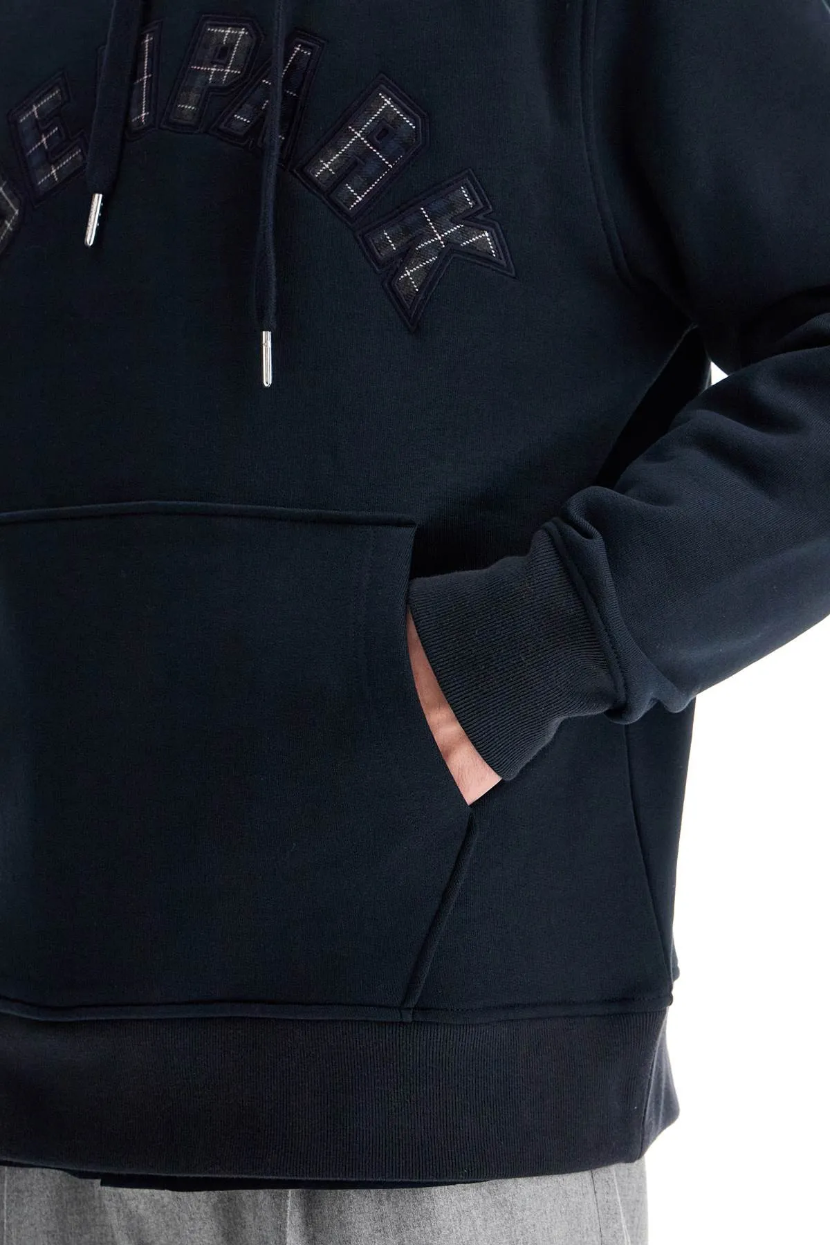 hooded sweatshirt with logo patch H24MAISW0035 MARINE EP