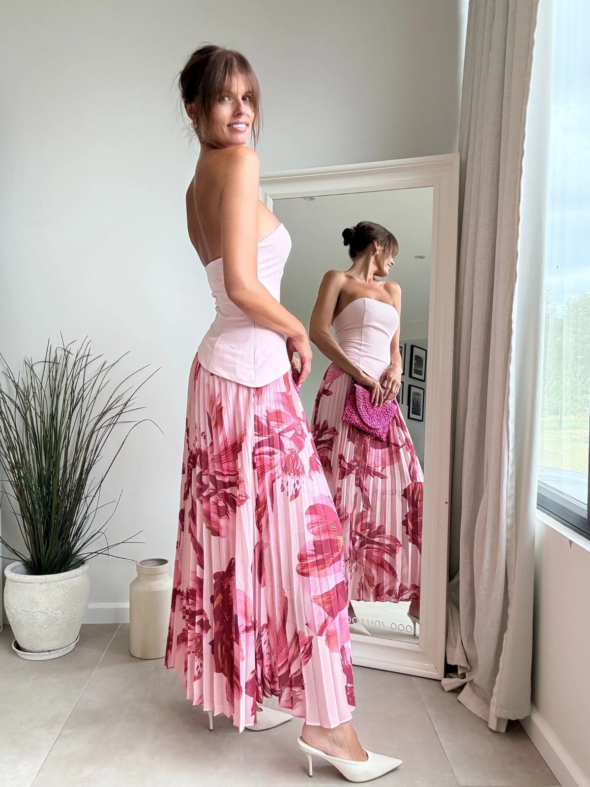 Madelaine Bandeau Dress in Pink Soft Tones