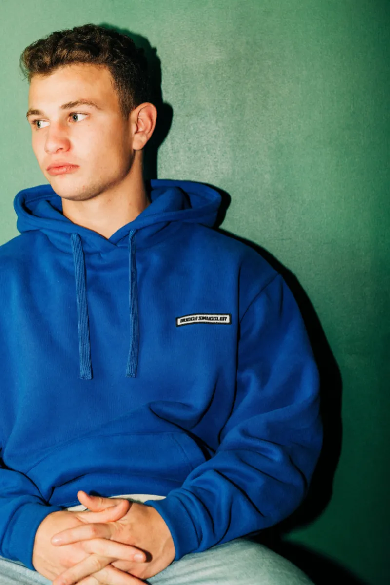 Hoodie in Bright Blue Badge
