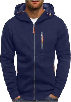 Hoodies for Men Zip up Lightweight Hoodie Big and Tall Sweatshirt Casual Fashion Jackets Fall Tops with Zip Pockets