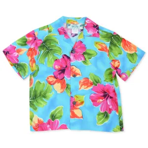 hoopla blue hawaiian boy shirt