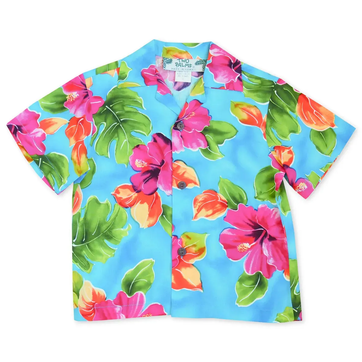 hoopla blue hawaiian boy shirt