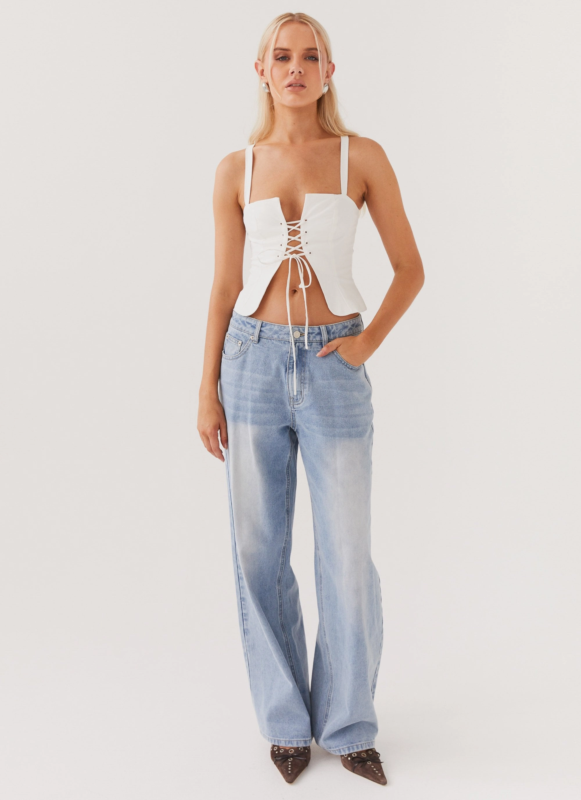 spring fashion Hopeful Hearts Bustier Top - White