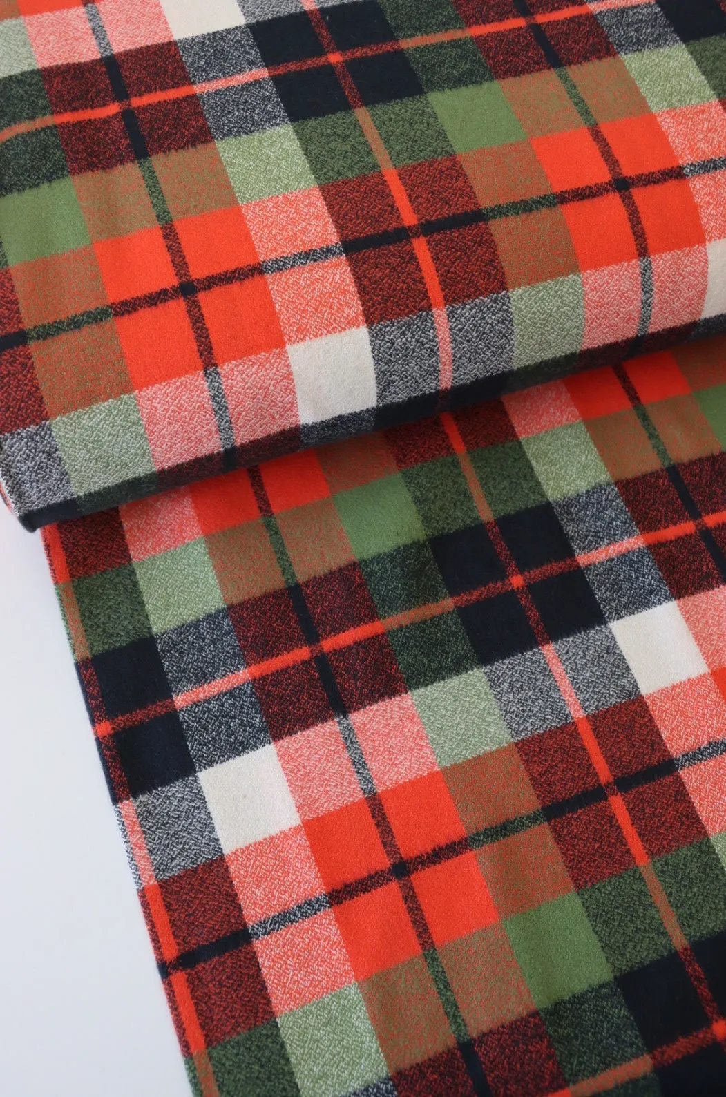 Hot Orange/Navy/Moss Plaid | Mammoth Flannel | Robert Kaufman