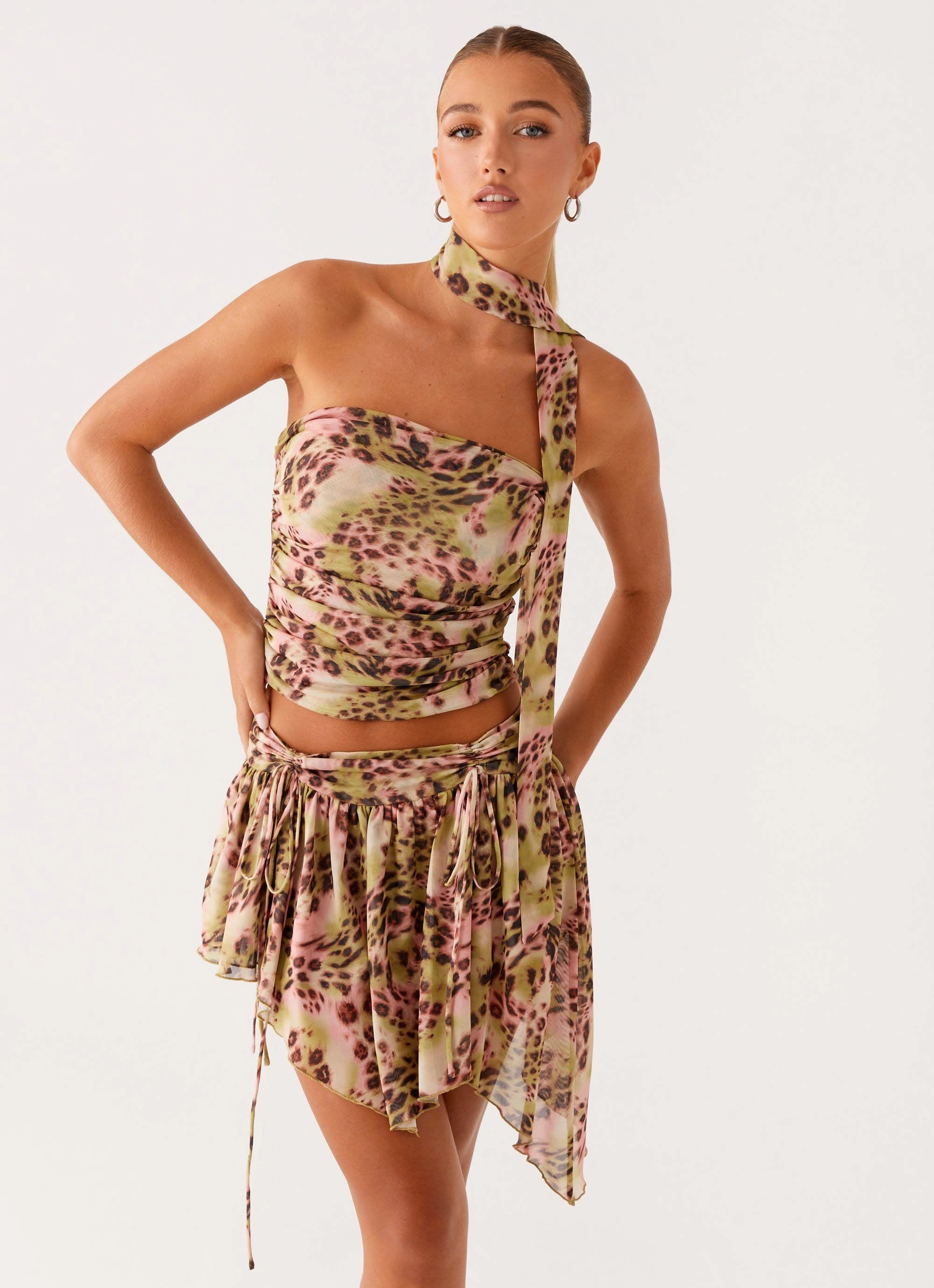 Hot Like Me Mini Skirt - Swirl Leopard Biodegradable Fabric