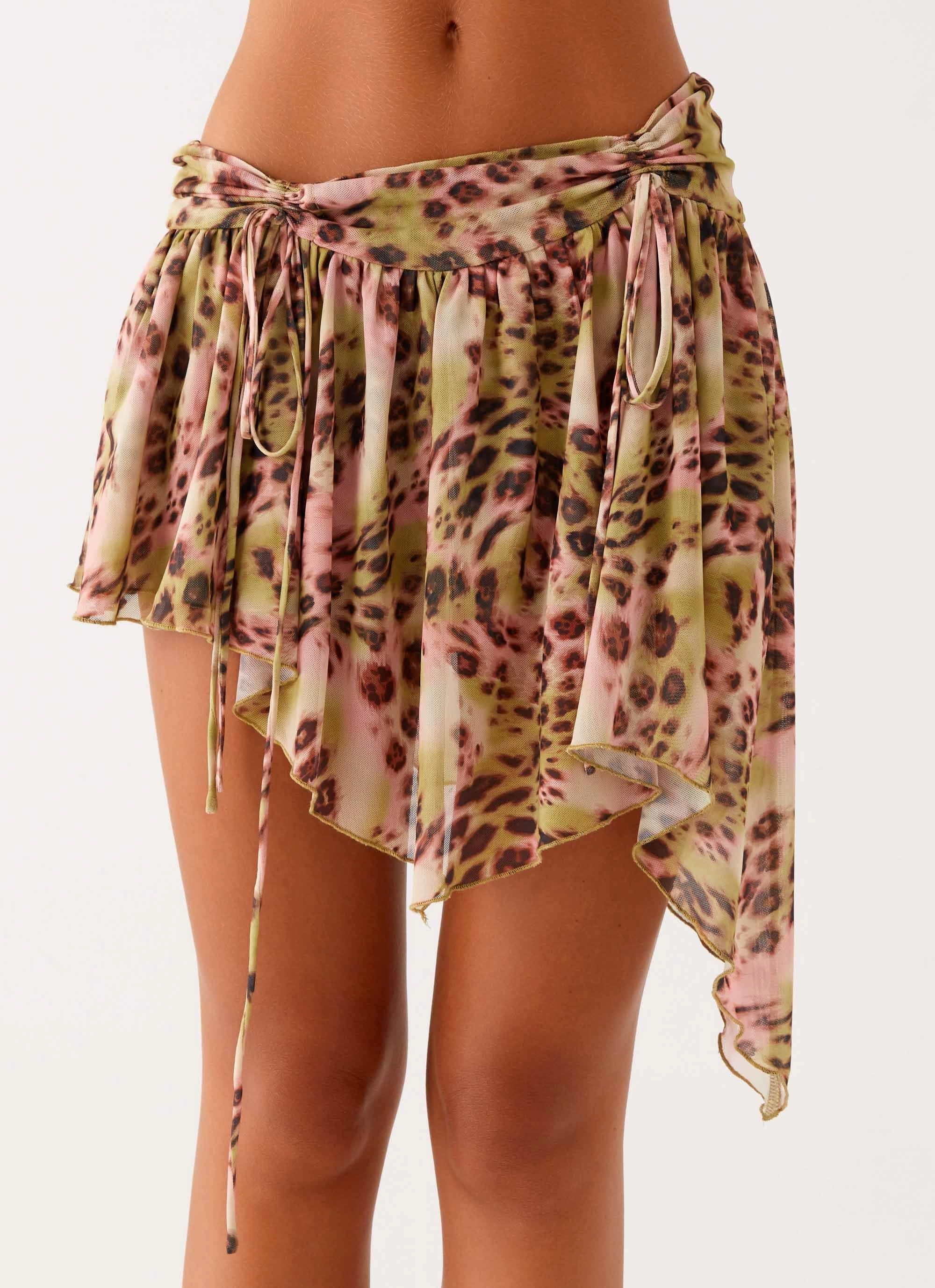 Recycled Polyester Lightweight Lining Hot Like Me Mini Skirt - Swirl Leopard