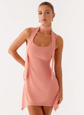 Hidden Zipper Hudson Mini Dress - Peach