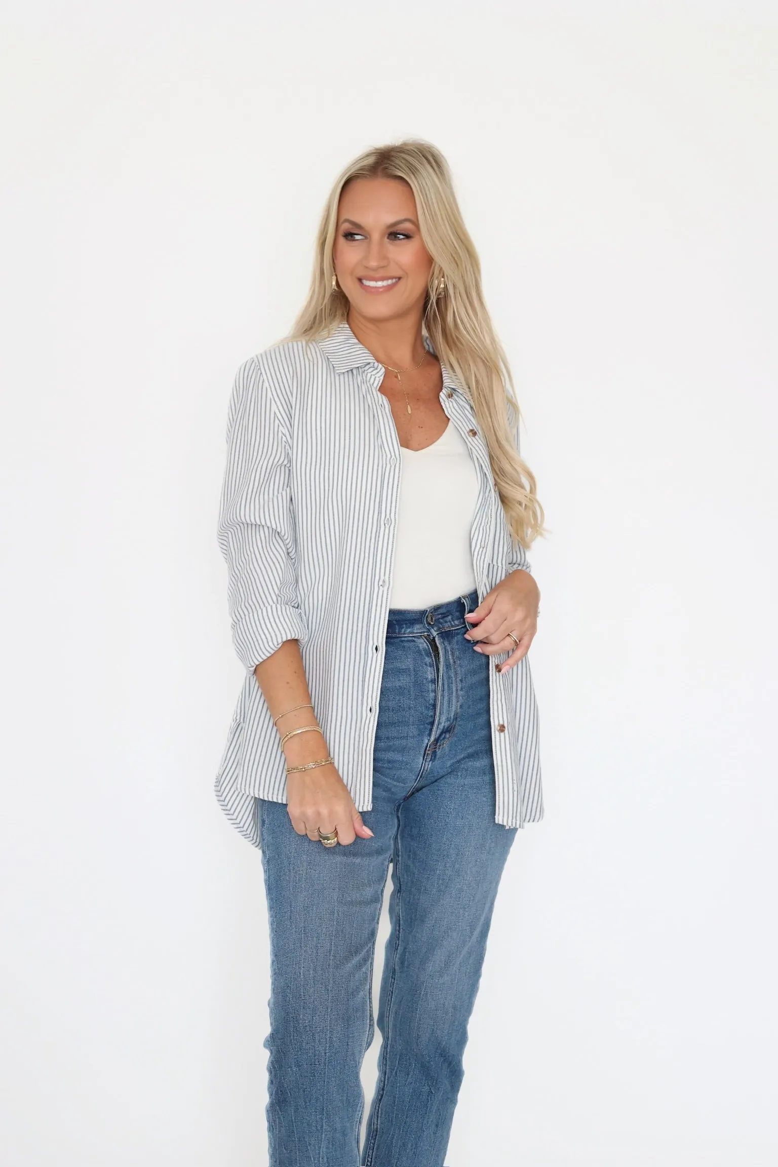 Drop Shoulder Silhouette Structured Shoulder Human Touch Top